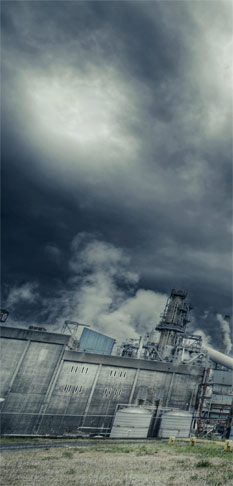 Factory smoke stacks