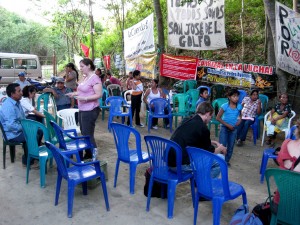"We are all San Jose del Golfo." This peaceful blockade has stopped all entry to the Tambor mine since March 2012. La Puya, Guatemala