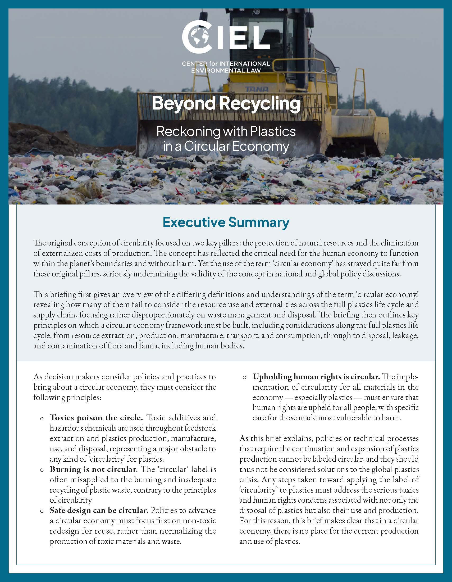 Beyond Recycling: Reckoning with Plastics in a Circular Economy (March  2023) - Center for International Environmental Law