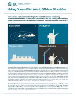 Cover of a factsheet titled "Making Oceans Off-Limits to Offshore Oil and Gas."